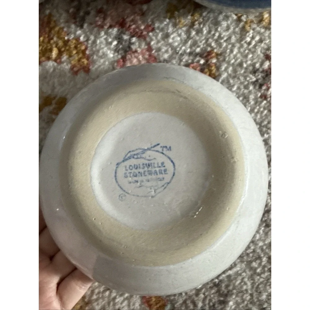 3 Louisville Stoneware Pottery Bachelor Button Coupe Cereal Bowl Blue Cornflower
